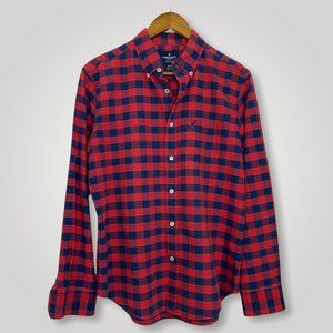 American Eagle Classic Fit Plaid Blue and Red Size M Men's Shirt